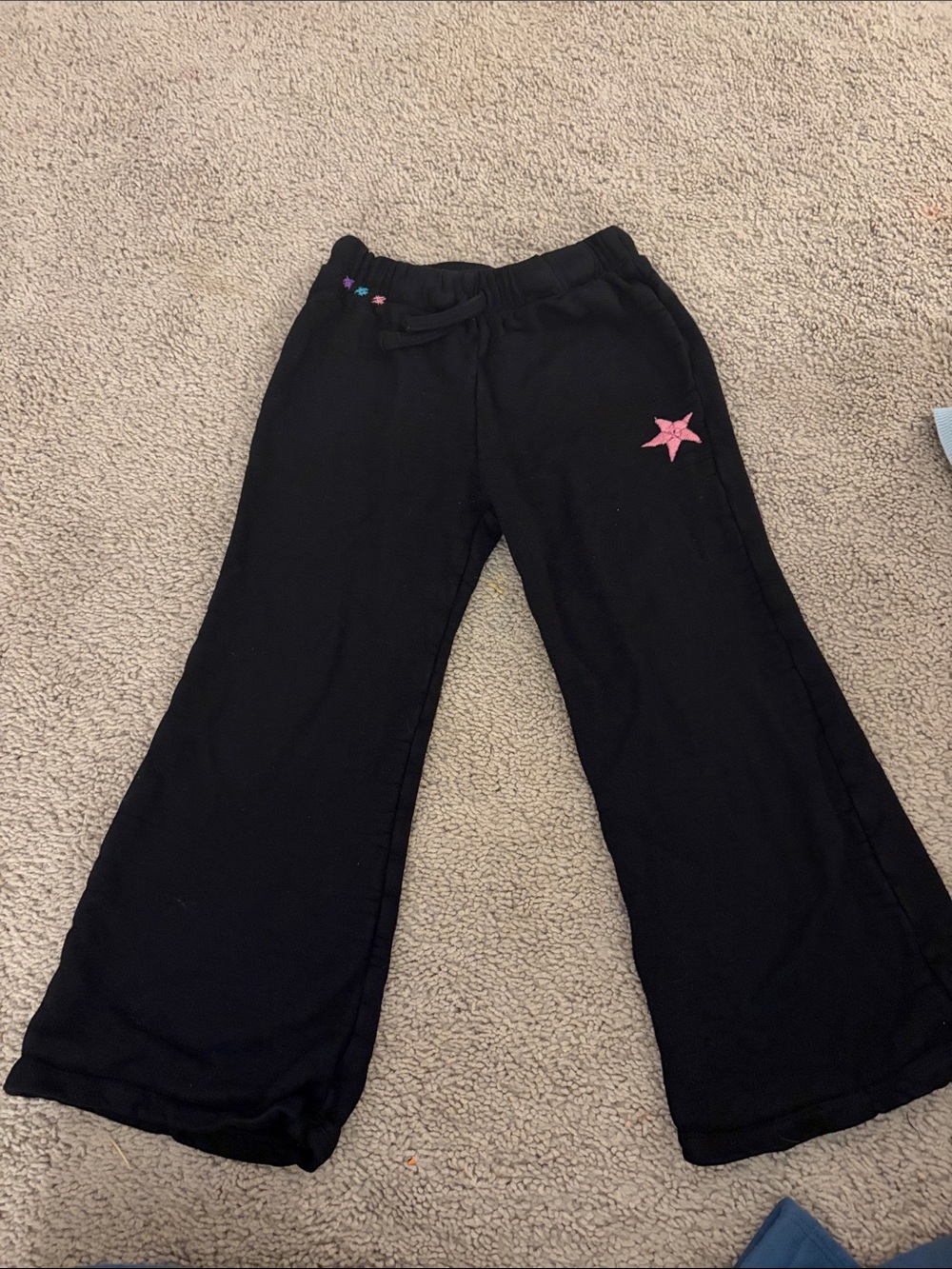 FBZ girls Black Kids Wide-Leg Sweatpants with Pink Star